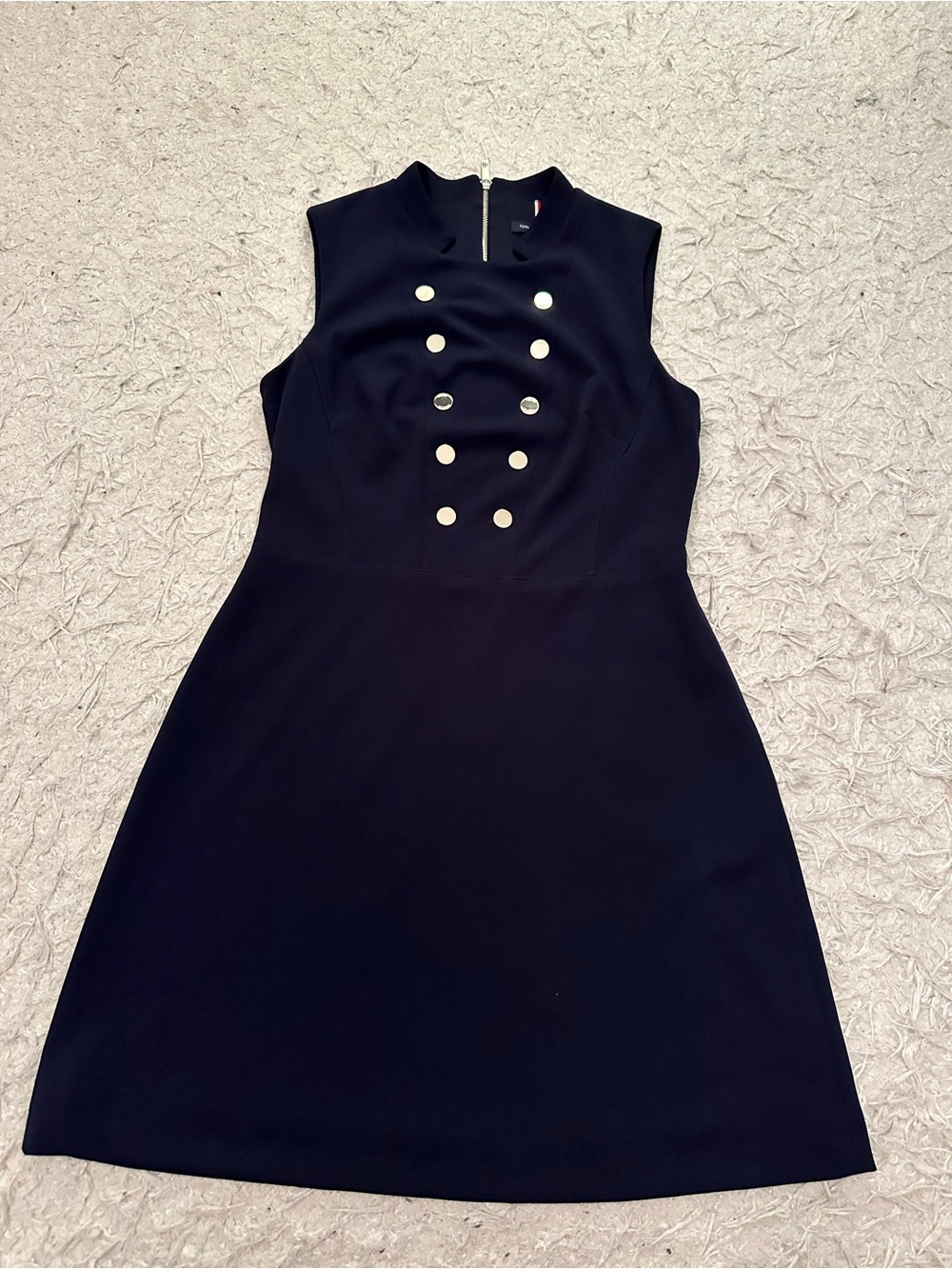 Tommy Hilfiger Navy Sleeveless Dress with Gold Buttons - Picture 2 of 8